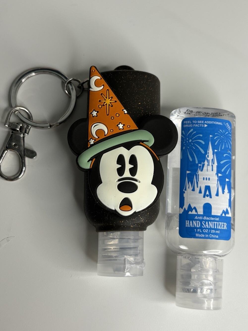 Disney Black Mickey Mouse Wizard Hat Keychain Hand Sanitizer Holder